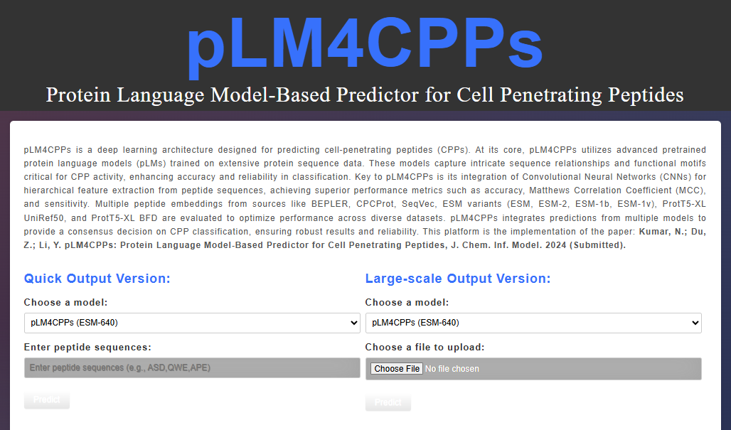 pLM4CPPs server screenshot